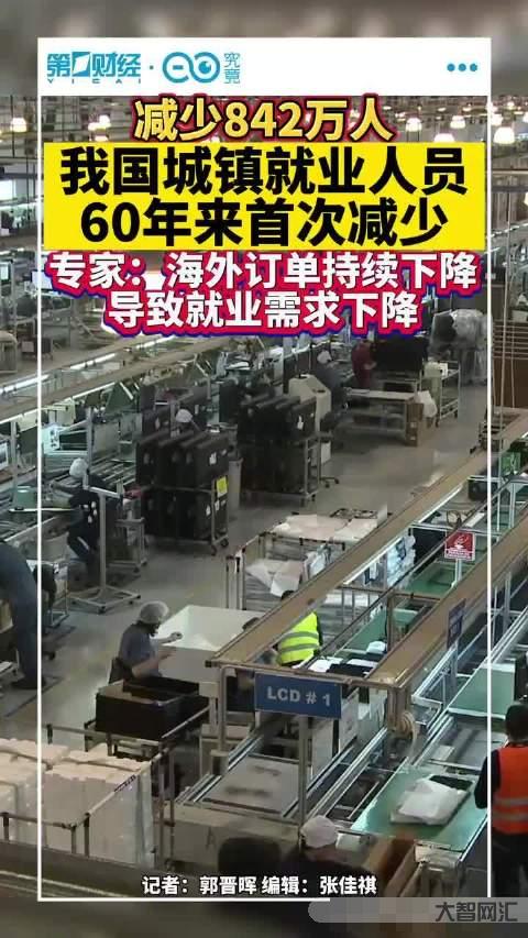 2022年城鎮(zhèn)就業(yè)人員減少842萬